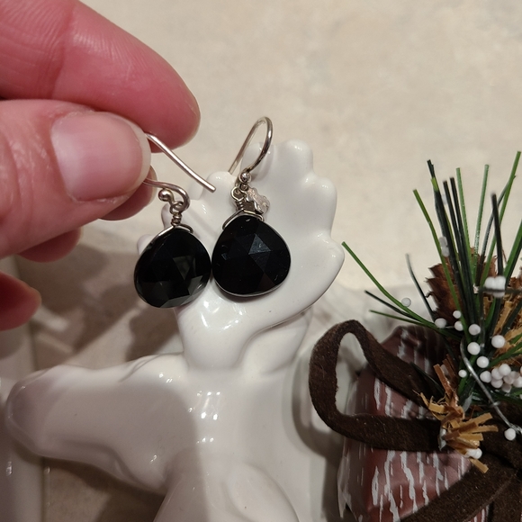 Tous sterling silver onyx earrings - Picture 3 of 4